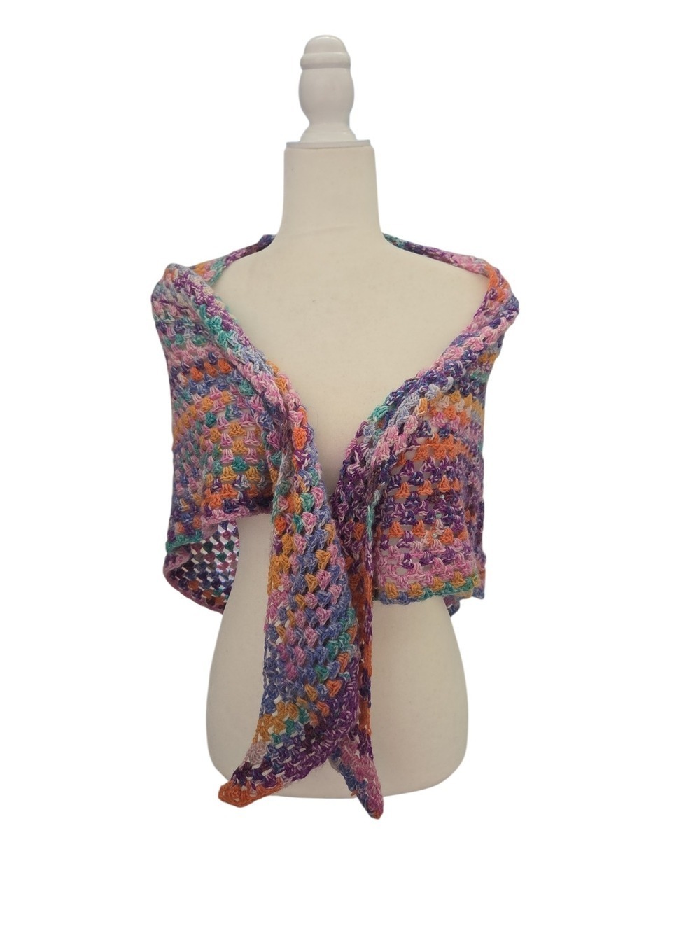 Multicolor Crochet Shrug Large Open Front Wrap